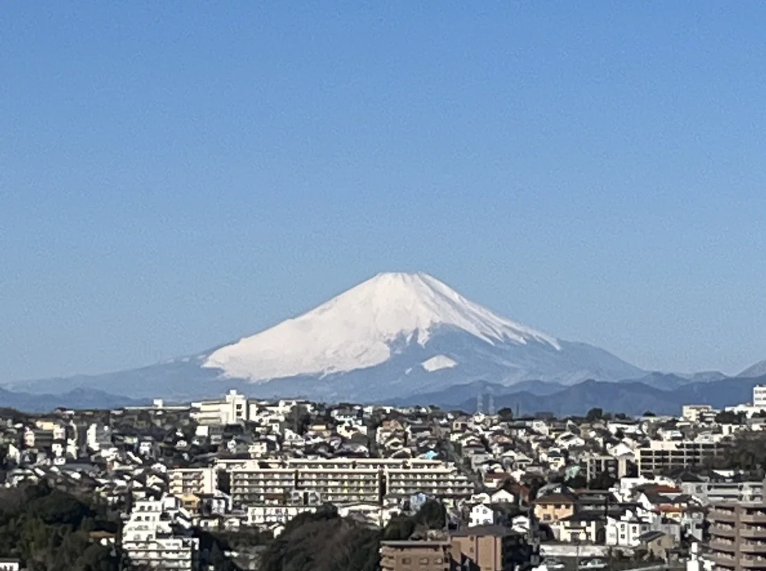 横浜の街並みと富士山
